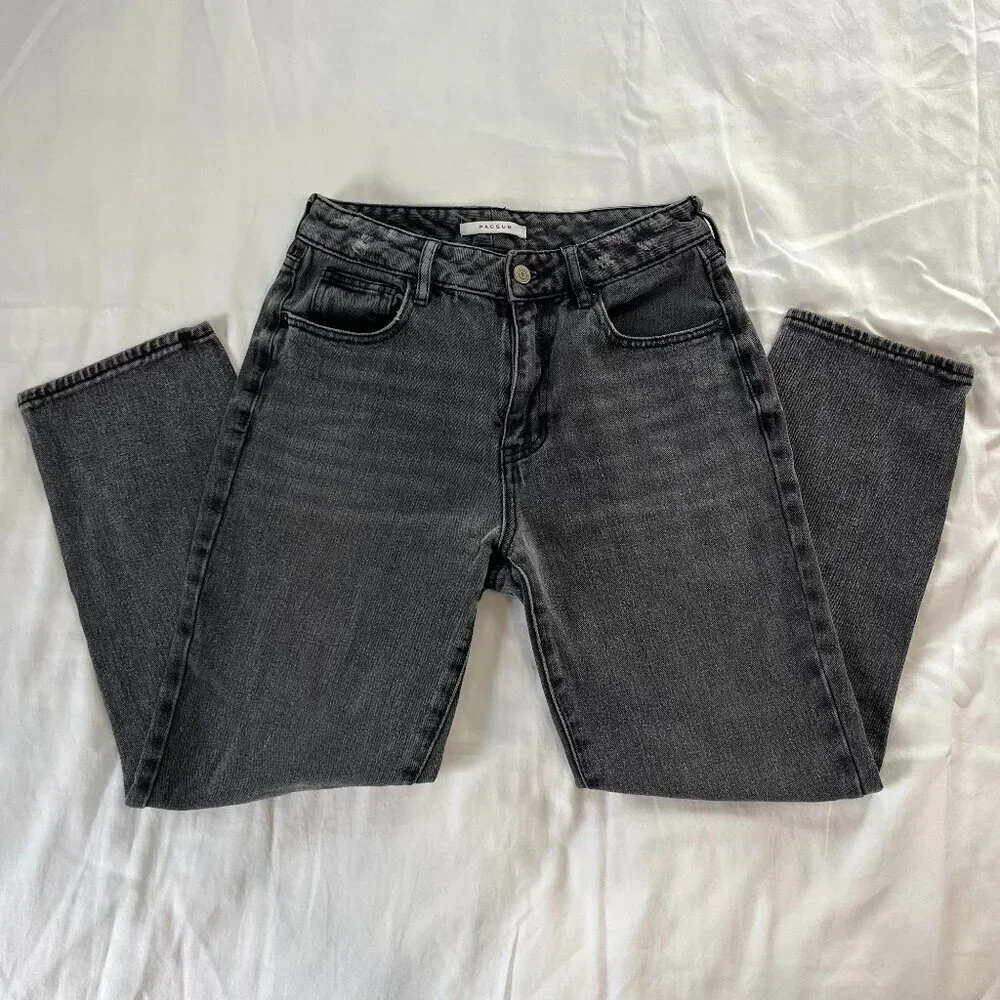 PacSun Black High Waist Loose Fit Baggy Cotton Mom Jeans | Size 4/26 - Picture 1 of 7